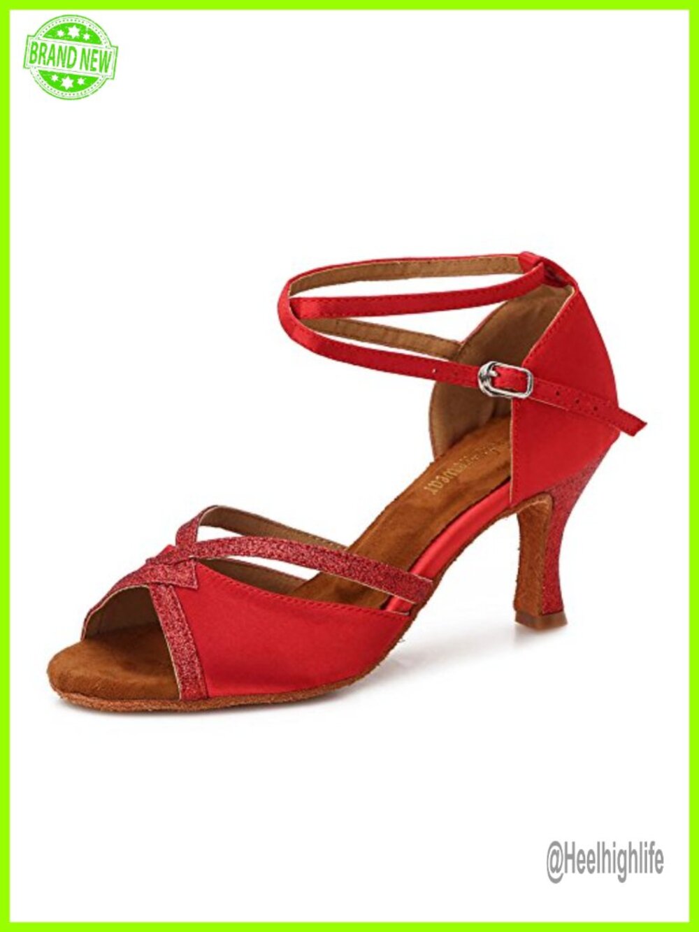 Women's Suede Sole Latin Dance Shoes with 2.5in Heels, Sparkly Glitter, Quick